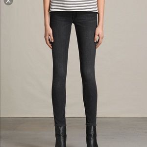 All Saints Mast low rise/skinny dark gray jeans 28